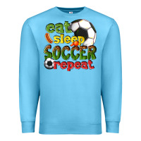 Ocean Blue eat sleep soccer repeat Premium Sweatshirt - texasbilliewilder