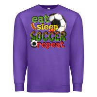 Purple eat sleep soccer repeat Premium Sweatshirt - texasbilliewilder