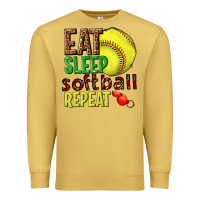 Antique Gold eat sleep softball repeat Premium Sweatshirt - texasbilliewilder