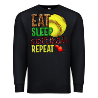 Black eat sleep softball repeat Premium Sweatshirt - texasbilliewilder