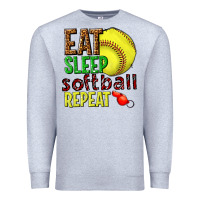 Heather Grey eat sleep softball repeat Premium Sweatshirt - texasbilliewilder