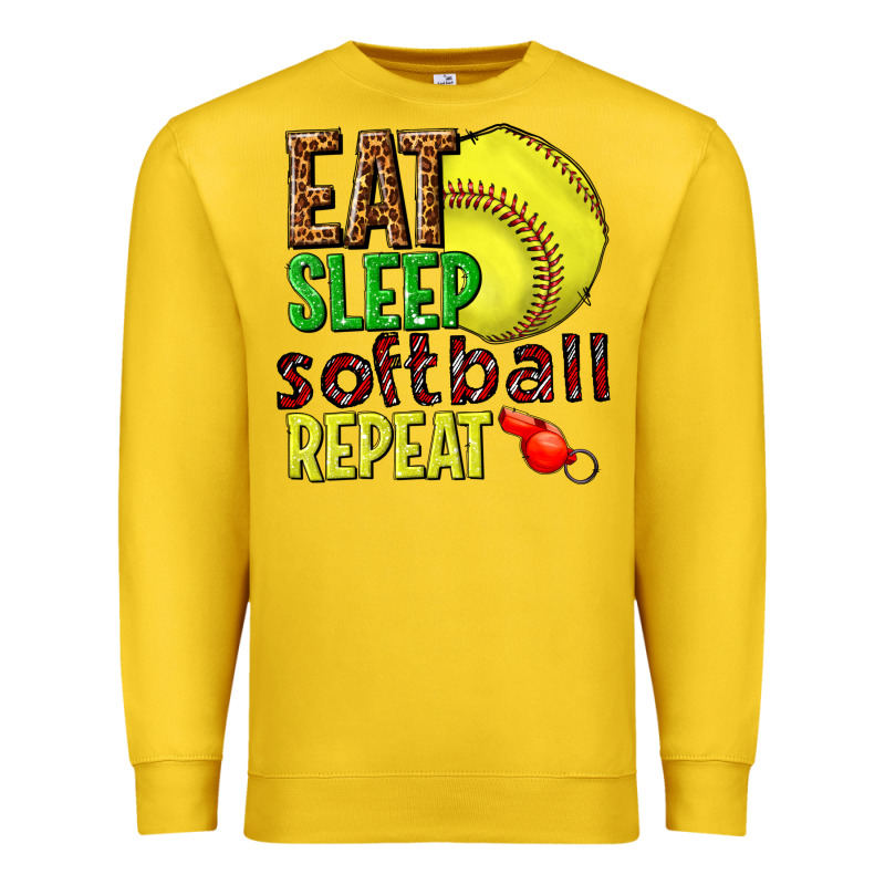 Eat Sleep Softball Repeat Premium Sweatshirt by texasbilliewilder | Teevron