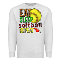 Oatmeal Heather eat sleep softball repeat Premium Sweatshirt - texasbilliewilder