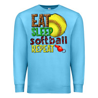 Ocean Blue eat sleep softball repeat Premium Sweatshirt - texasbilliewilder