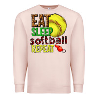 Pale Pink eat sleep softball repeat Premium Sweatshirt - texasbilliewilder
