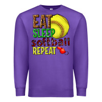 Purple eat sleep softball repeat Premium Sweatshirt - texasbilliewilder