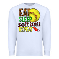 White eat sleep softball repeat Premium Sweatshirt - texasbilliewilder