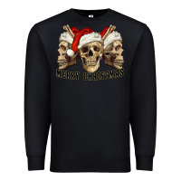 Black Merry Christmas Skulls Premium Sweatshirt - RanaPortraitStore