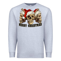 Heather Grey Merry Christmas Skulls Premium Sweatshirt - RanaPortraitStore