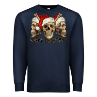 Navy Merry Christmas Skulls Premium Sweatshirt - RanaPortraitStore