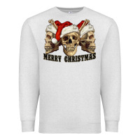 Oatmeal Heather Merry Christmas Skulls Premium Sweatshirt - RanaPortraitStore