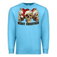 Ocean Blue Merry Christmas Skulls Premium Sweatshirt - RanaPortraitStore