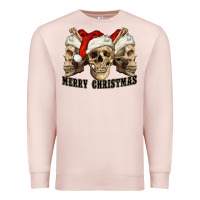 Pale Pink Merry Christmas Skulls Premium Sweatshirt - RanaPortraitStore