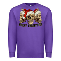 Purple Merry Christmas Skulls Premium Sweatshirt - RanaPortraitStore