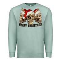 Seafoam Merry Christmas Skulls Premium Sweatshirt - RanaPortraitStore