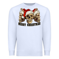 White Merry Christmas Skulls Premium Sweatshirt - RanaPortraitStore