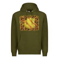 Army Green watercolor glitter leopard softball background Premium Hoodie - RanaPortraitStore