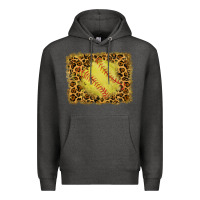 Charcoal Heather watercolor glitter leopard softball background Premium Hoodie - RanaPortraitStore