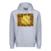Heather Grey watercolor glitter leopard softball background Premium Hoodie - RanaPortraitStore