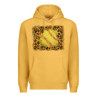 Mustard watercolor glitter leopard softball background Premium Hoodie - RanaPortraitStore
