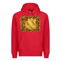 Red watercolor glitter leopard softball background Premium Hoodie - RanaPortraitStore