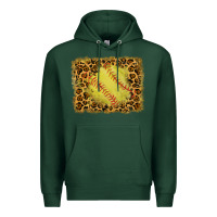 Sports Green watercolor glitter leopard softball background Premium Hoodie - RanaPortraitStore