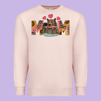 Premium Sweatshirt Mom Bear With Sunflowers