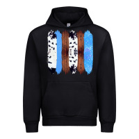 Black Western Farm Life Cowhide Wood Blue Glitter Brush Stroke Urban Hoodie - Bettercallsaul