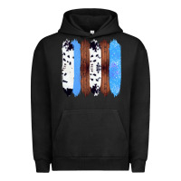 Western Farm Life Cowhide Wood Blue Glitter Brush Stroke Urban Hoodie | Teevron