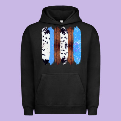 Western Farm Life Cowhide Wood Blue Glitter Brush Stroke Urban Hoodie Designed By Bettercallsaul