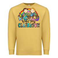 Antique Gold the future of the world is in my classroom Premium Sweatshirt - Zillion Design Studio
