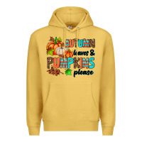 Antique Gold autumn leaves pumpkin please Premium Hoodie - AdoDesignShop
