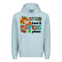 Blue Mist autumn leaves pumpkin please Premium Hoodie - AdoDesignShop