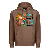 Chestnut autumn leaves pumpkin please Premium Hoodie - AdoDesignShop