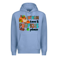 Colony Blue autumn leaves pumpkin please Premium Hoodie - AdoDesignShop