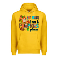 Lemon autumn leaves pumpkin please Premium Hoodie - AdoDesignShop
