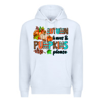 White autumn leaves pumpkin please Premium Hoodie - AdoDesignShop