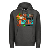 Charcoal Heather autumn leaves pumpkin please Premium Hoodie - AdoDesignShop