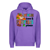 Purple autumn leaves pumpkin please Premium Hoodie - AdoDesignShop