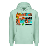 Seafoam autumn leaves pumpkin please Premium Hoodie - AdoDesignShop