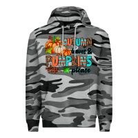 Slate Camo autumn leaves pumpkin please Premium Hoodie - AdoDesignShop