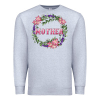 Heather Grey Mother With Floral Wreath Premium Sweatshirt - RanaPortraitStore