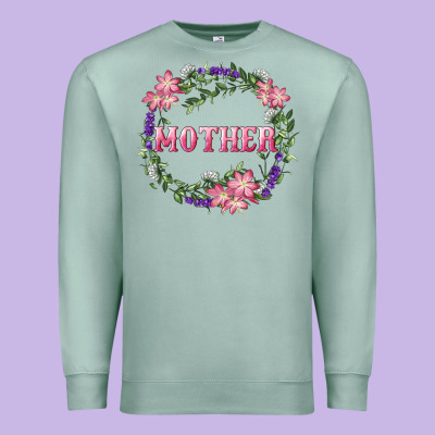Premium Sweatshirt Mother With Floral Wreath