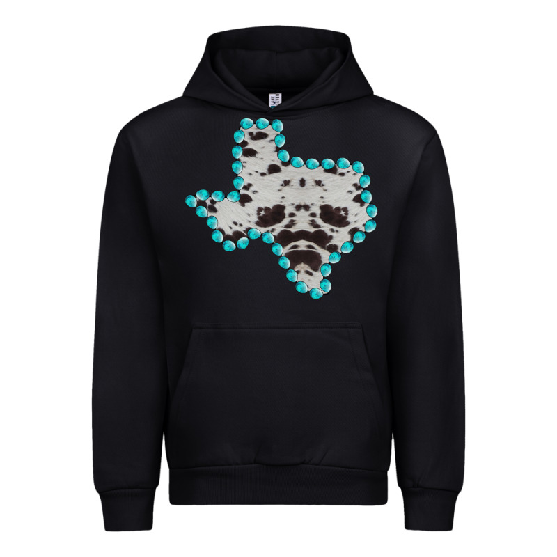Texas Map Cowhide Turquoise Gemstone Urban Hoodie by Bettercallsaul | Teevron