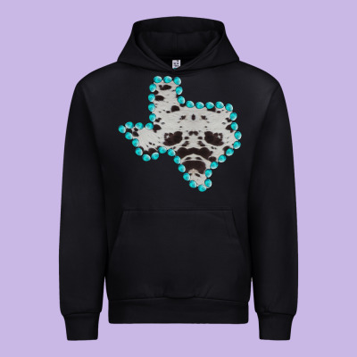 Texas Map Cowhide Turquoise Gemstone Urban Hoodie Designed By Bettercallsaul