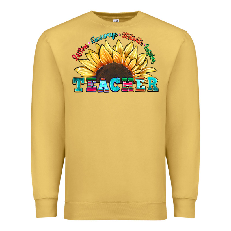 Teacher Sunflower Listen Encourage Motivate Inspir Premium Sweatshirt by Zillion Design Studio | Teevron