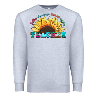Heather Grey teacher sunflower listen encourage motivate inspir Premium Sweatshirt - Zillion Design Studio