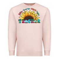 Pale Pink teacher sunflower listen encourage motivate inspir Premium Sweatshirt - Zillion Design Studio