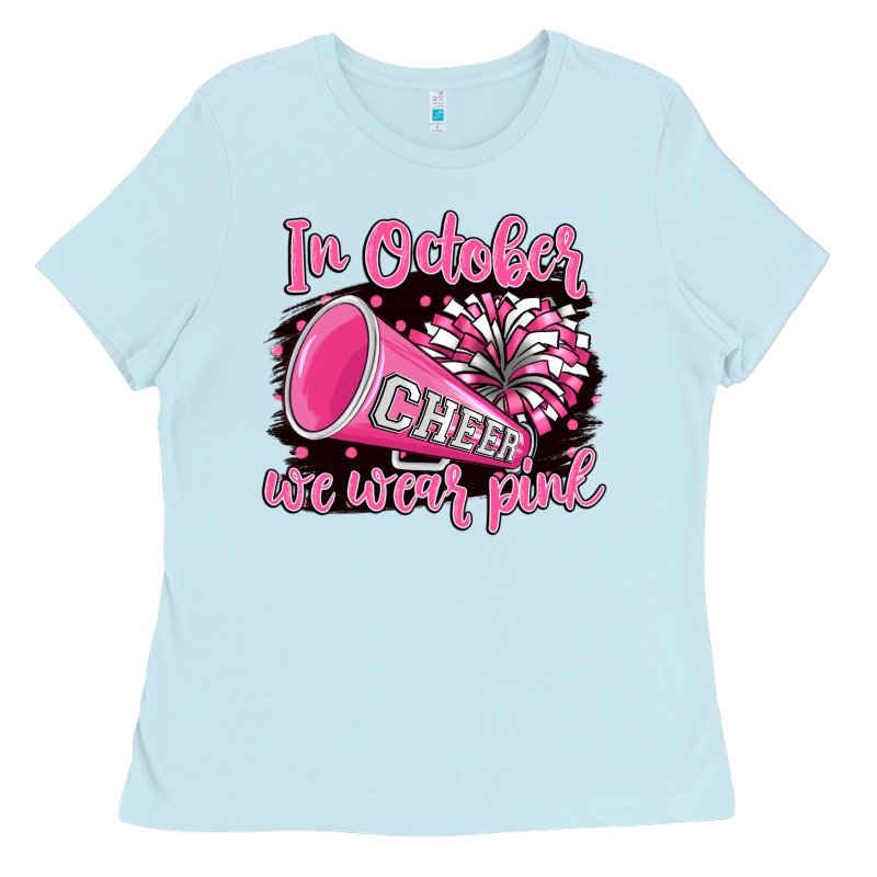 In October We Wear Pink Cheer Ladies Tee by BarkalooDesign | Teevron