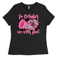 Black in october we wear pink cheer Ladies Tee - BarkalooDesign